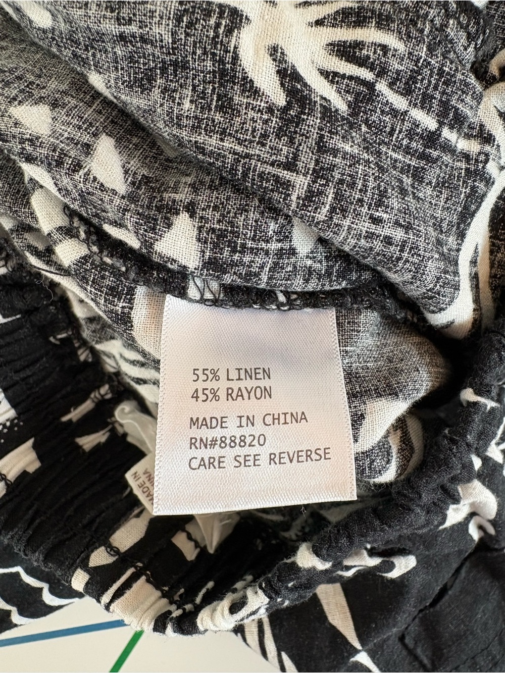 Panama Jack Black & White Cargo Joggers Cropped Linen Blend Pants Large - Picture 11 of 12